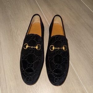 Gucci Black Loafers with Gold Accents